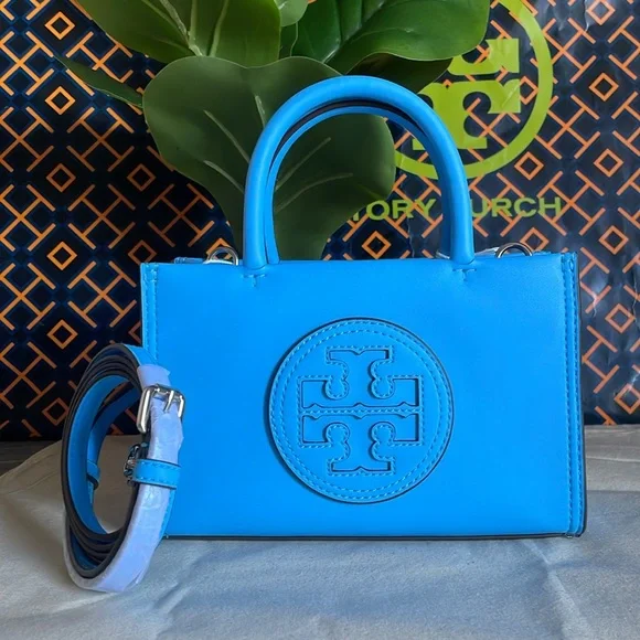 New✨authentic tory burch Ella bio mini tote (blue azure) crossbody - Picture 1 of 15